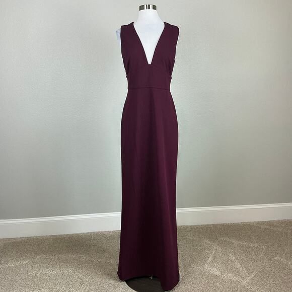 Sachin & Babi Deep V-Neck Long Column Evening Gown Wine Red Size 6 Formal Dress - Picture 2 of 12